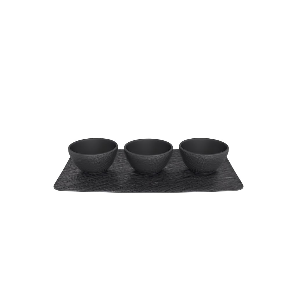 10-4239-9023 Manufacture Rock 4-Piece Elegant Bowl Set for Dips and Finger Food, Premium Porcelain, Dishwasher Safe
