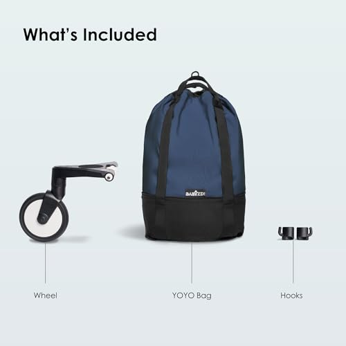 Babyzen YOYO Bag, Navy Blue - Provides Extra Sturdy Storage in the YOYO2 Stroller - Includes Wheel Base and Hooks