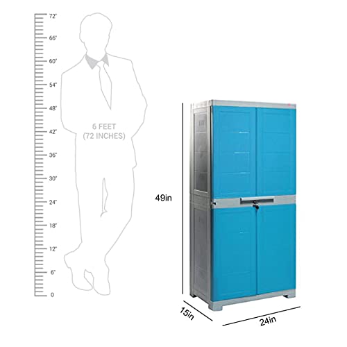 Image of Cello Novelty Plastic Big 2 Door Cupboard - Blue and Grey Novelty Compact Plastic 2 Door Cupboard with Shelf(Orange and Brown)