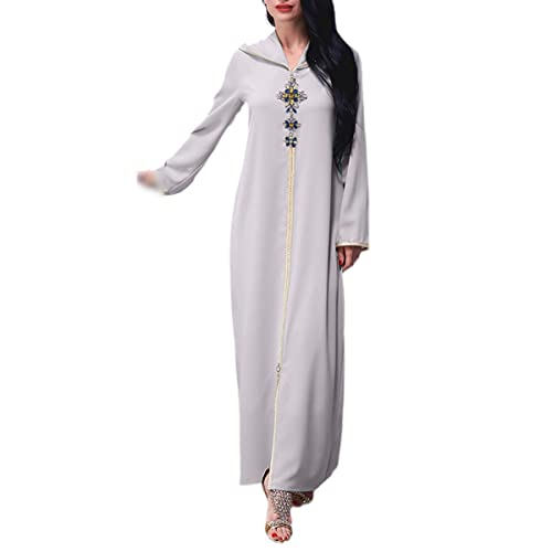 Robe marocaine Dubaï Turquie Islam gris XXL ample et longue pour femme