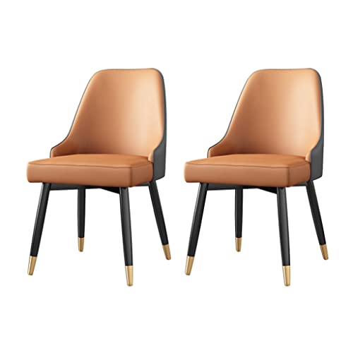 SJIALEN Kitchen Dining Room Chairs Set of 2, with Metal Legs Apartment Living Room Side Chair Water Proof PU Leather Accent Chairs Kitchen Chair (Color : Orange)