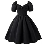 Élégant petit noir avec encolure en cœur et manches pour filles, parfait pour les fêtes d'été et les occasions festives, Noir , 7 8 ans