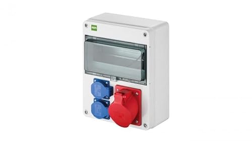 ELEKTRO-PLAST Distributore di corrente da costruzione, distributore di corrente PCE, presa a parete, con certificazione VDE (1 x 16 A e 2 x 230 V)
