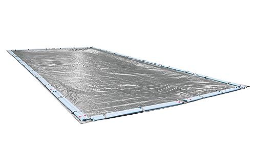 Robelle 20 x 40 ft Heavy Duty Silver Winter Pool Cover for Inground Pools, 5 ft Overlap (25 x 45 ft Cover Size), Solid 8 x 8 Scrim, 2.36 oz/yd2, 10-Year Warranty, Style: 552040R-ROB