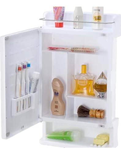 Image of Citrine Wall Mounted Bathroom Mirror Cabinet with Storage Shelves | Space Saving Organizer with Mirror Door | Waterproof Bathroom Storage Unit for Toiletries (White)