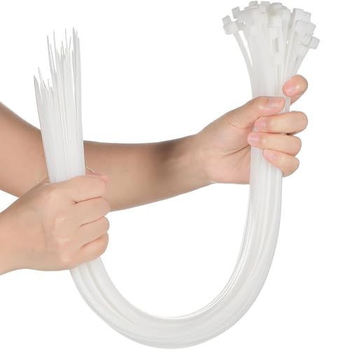 Shappy 50 Colliers De Serrage Plastique Serflex Rilsan Blanc Collier De Serrage Attaches De Câble Nylon Zippées Serre Câble Résistant Aux UV (blanc, 46 cm...
