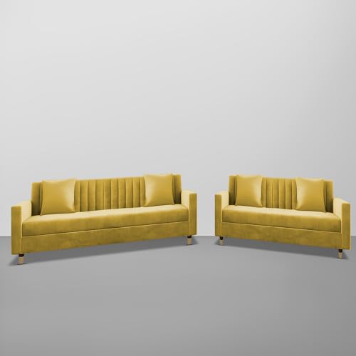 Image of Casaliving Garcia 3+2 Seater Sofa Set for Living Room (Yellow)