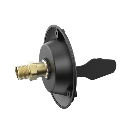 Image of Veepeak RV City Water Inlet with Check Valve, 3 /4'' NH to 1 /2'' NPT Male Thread Water Connection Fitting, Black 4-5 /8'' Flange with Dust Plug for Camper Motorhome Trailer Marine Freshwater Fill