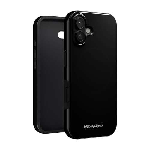 Image of DailyObjects Polycarbonate Enamel Bumper Magsafe Case for iPhone 16 Compatible with Mag-Safe Wireless Charging | Black Hybrid Magnetic Back Cover