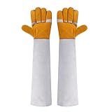 Zunate Tierhandhabungshandschuhe, Bissfeste Leder-Katzenpflegehandschuhe, Kratzfeste Polsterung für Vogelpfleger, PU-Leder, Grau, 23,62 Zoll (60 cm)