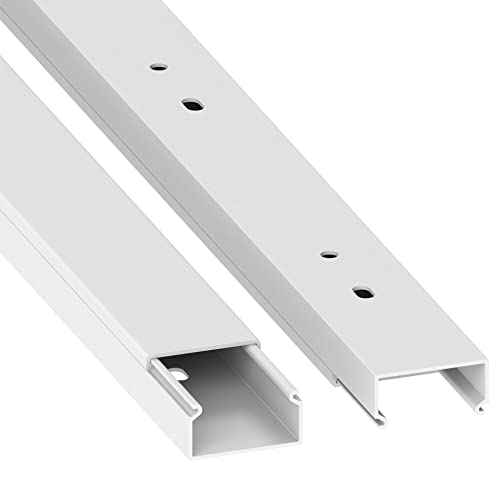 Cablecoach Habengut Kabelkanal 30x15 mm (mit Montagelochung im Boden) aus PVC, Farbe: Weiß, Länge 1 m