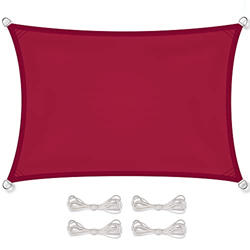 CelinaSun Sonnensegel wasserdicht inkl Befestigungsseile Premium PES wasserabweisend imprägniert Rechteck 2 x 3 m rot