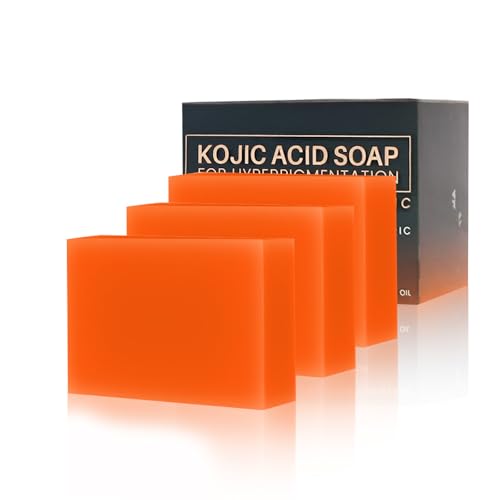 Jabón Ácido Kójico de Cúrcuma Aclarador, Jabón de Baño Hidratante Removedor Manchas Oscuras Kojic Acid Soap Oval Jabon de Curcuma para Cara y Cuerpo, Humectante, Unificar Tono Piel, 2x100g (3)