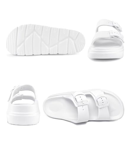 Image of Haifago Womens Platform Sandals with Arch Support, Summer Beach Slides with Adjustable Buckle, Comfort Lightweight Chunky Cushion Slip on Sandal