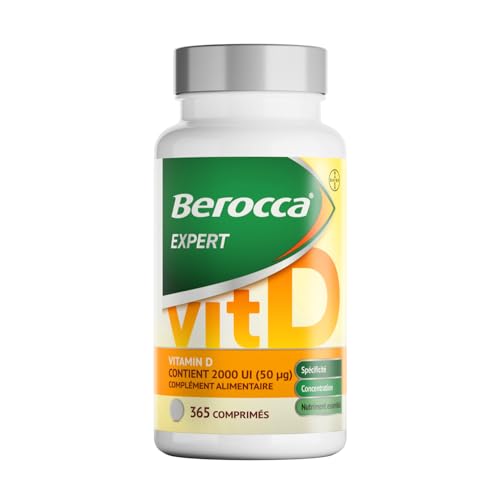 Berocca Expert Vitamine D3 – 2000 UI (50 μg) – 365 Comprimés – Haute Dose de Vitamine D3 – Complément pour Système Immunitaire, Os, Muscles et Dents – Formule Végétarienne – Programme de 1 An