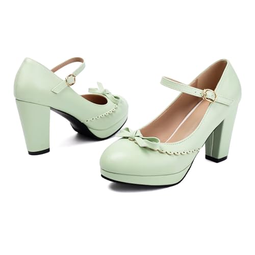 KISSASA Womens Mary Jane Platform Heels Round Toe Block High Heel Platform Ankle Strap Pumps2