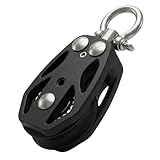 RiaYer 50mm Heavy-Duty Single Swivel Sailing Block with Ball Bearings, T316 Stainless Steel & PA66 Nylon Marine Pulley, 3300 lbs WLL, High-Load Rigging Hardware (1-Pack)