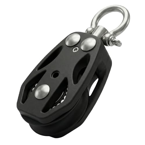 RiaYer 50mm Heavy-Duty Single Swivel Sailing Block with Ball Bearings, T316 Stainless Steel & PA66 Nylon Marine Pulley, 3300 lbs WLL, High-Load Rigging Hardware (1-Pack)