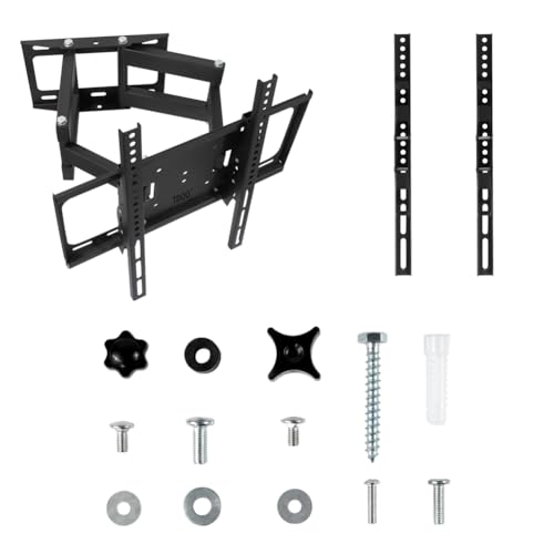 حامل تلفزيون TDOO على الحائط لشاشات 26-75 بوصة - أذرع مفصلية مزدوجة، حامل تلفزيون على الحائط مع إمالة ودوران لشاشات LED LCD المسطحة والمنحنية، حامل عالمي يحمل حتى 40 كجم