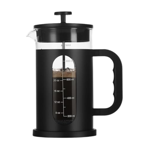 perfk Cafetera Francesa de Resistente al, Tetera de 1 litro, Ideal para Viajes, cafeterías y Camping, Negro