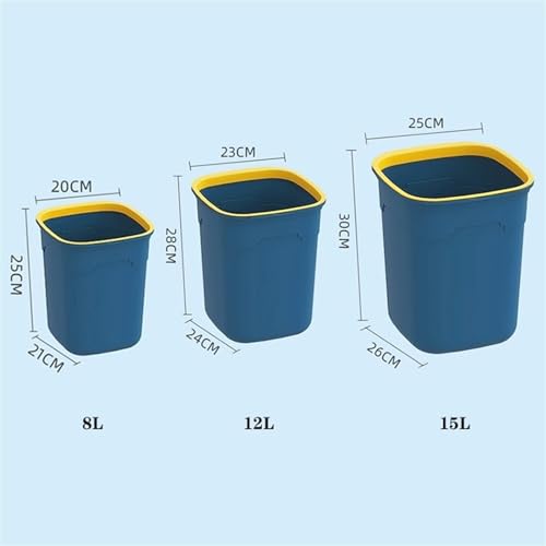 Caneca de basura cuadrada para hogar sin tapa, plástico azul, tamaño M miniatura 2