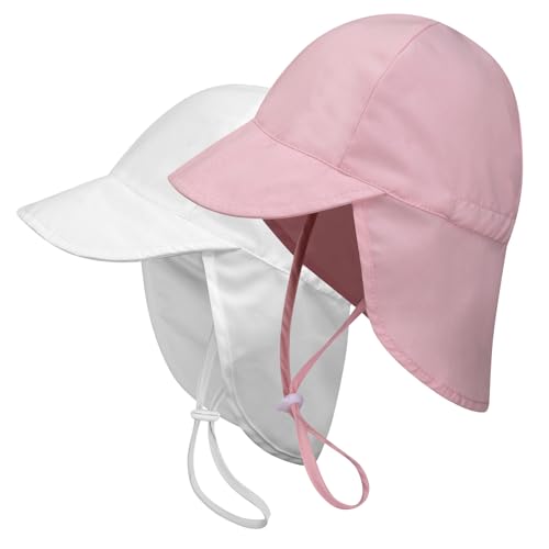 Image of ECOSUMA 2 Pack Baby Sun Hats UPF 50+ Toddler Beach Hat for Girls Boys 0-4 Years