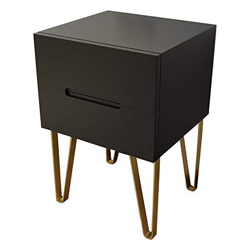 Preisvergleich Produktbild Laptopständer DD Nachttisch Mit 2 Schubladen Goldene Beinschließfächer, Nachttisch Im Wohnzimmer Mit Multifunktionsschrank -Werkbank (Farbe : SCHWARZ)