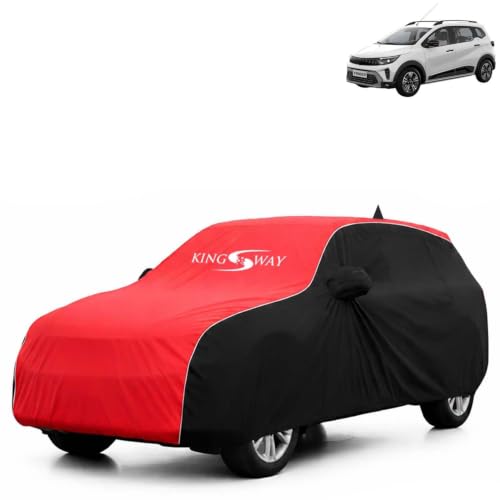 Image of KINGSWAY Super Waterproof Car Cover Only with Triber (Year 2025 Onwards - All Model) | Mirror and Antenna Pockets | All Weather Car Body Cover with Silver Piping | Black Red