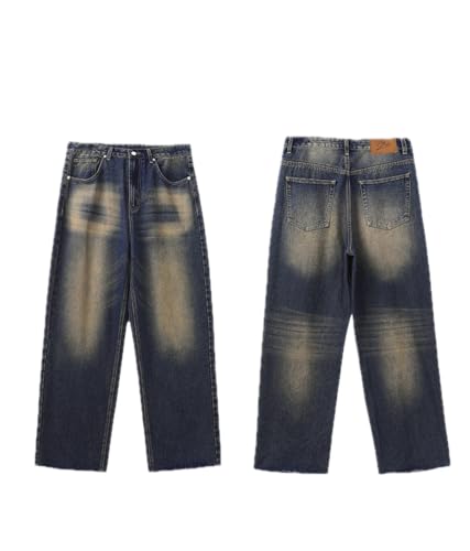 Jeans Pants Trousers Denim Wide Leg Floor Dragging Men's Washed Loose Comfortable