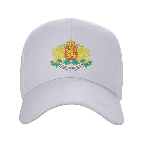 Casquette Bulgarie pour homme et femme - Armoiries de la Bulgarie - Casquette de baseball réglable - Chapeaux de camionneur pour papa, blanc, Taille unique