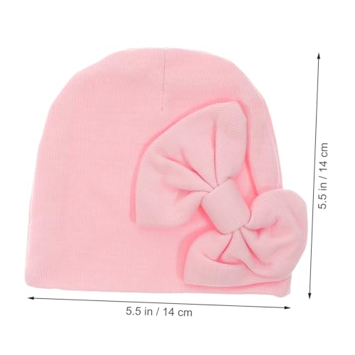 Gorros de algodón transpirables para recién nacido, gorritos suaves y cálidos con lazo 3