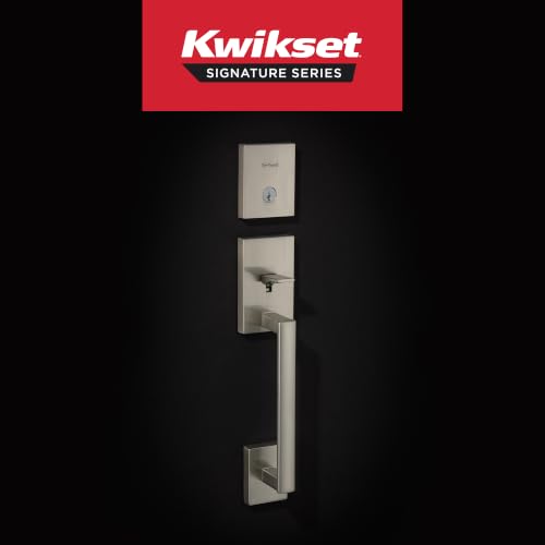 Kwikset San Clemente Front Door Lock Handle and Deadbolt Set, Entry Door Handleset Exterior with Interior Reversible Lever, Satin Nickel, Pick Resistant SmartKey Rekey Deadbolt Security - image 2