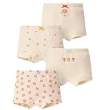 Mädchen Baumwoll Boxershorts Mehrpack, süßer Kirsche Obst Print mit kleiner Schleife elastischer Bund atmungsaktive Kinder Unterwäsche, Lernunterhosen für Kleinkinder Mädchen in gängigen Größen