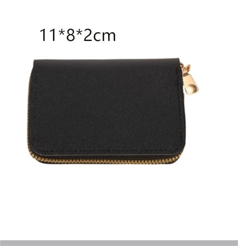 Small Exquisite Card Holder Large Capacity Short Stylish Simple Solid Color Coin Purse(Darkpowder)2