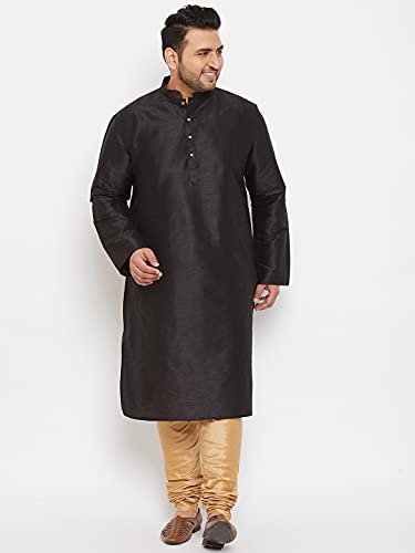Image of VASTRAMAY Men's Silk Blend Solid Regular Kurta Pyjama Set