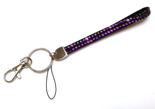Rhinestone Crystal Bling Wrist Strap Key Chain (Wristlet) (Dark Plum Purple)