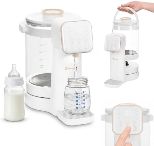 Lionelo Babypresto 2.0 Fläschchenzubereiter, Milchzubereiter Baby | Flaschenwärmer Baby mit 40-100 °C, UV-Hygiene, Dechlorierung, 30-300 ml Dosierung, 3 L Glasbehälter, LED-Display
