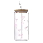 Iced Coffee Cups Glass Set, 500ml Tumbler with Straw and Lid Cute Glasses Elegant Bubble Tea Cup for Women Girls Friends for Coffee Milk