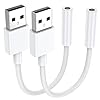 Paquete de 2 adaptadores USB a conector de audio de 0.138 in, cable auxiliar de audio, tarjeta de sonido estéreo externa, USB a 0.138 in TRRS hembra auriculares para PS5 PS4 auriculares, PC, portátil