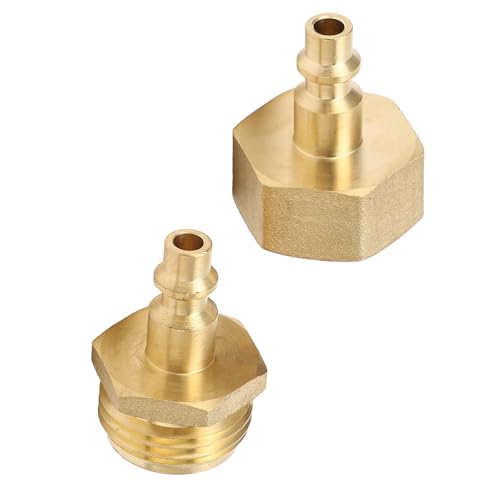 Image of Air Hose Fittings, Air Compressor Hose Fittings, Winterize Sprinkler Blow Out Adapter Air Compressor 1 /4in Quick Connect Plug To Garden Hose Pipe 3 /4in Threaded Adapter With Gasket