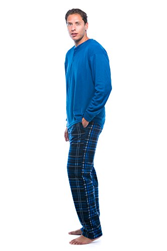 #followme Pajama Set for Men with Thermal Henley Top and Polar Fleece Pants 44909-9-XXL Light Blue - Image 2