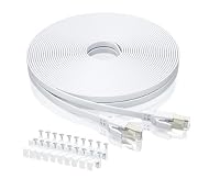 BAHIWOM Cat8 Ethernet-Kabel 10m mit Clips, 40 Gbit/s 2000 MHz Cat 8 Lan Kabel-Netzwerkkabel Gigabit RJ45 Patchkabel, Flach Internetkabel Kompatibel mit Router, mit Modem, mit PC, mit Laptop - Weiß – Ansicht 1