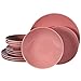 Cesiro servizio da tavola 12 pezzi. 4 x Piatto da cena/ piatto da dessert/ piatto fondo. Rosa scuro lucido. lavastoviglie/forno elettrico/microonde/frigorifero/alimenti sicuri