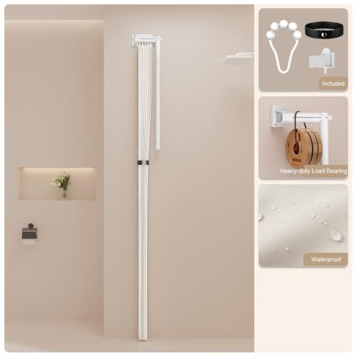 Rideau de douche et tringle pliables pour cloison d'angle