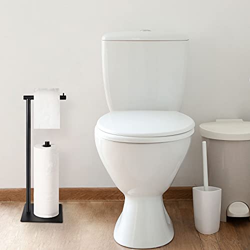 Toilet Paper Holder Stand Toilet Paper Roll Holder Stand Freestanding Black Toilet Paper Holder For Bathroom Toilet Tissue Storage Holder Metal #TOP5