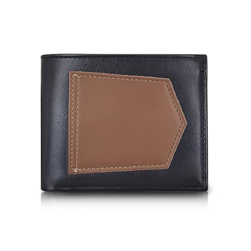 Men's Wallets, Leather Bifold Slim Wallet, Minimalist Credit Card Thin Wallet with 8 Card Slots and ID Window (Black)