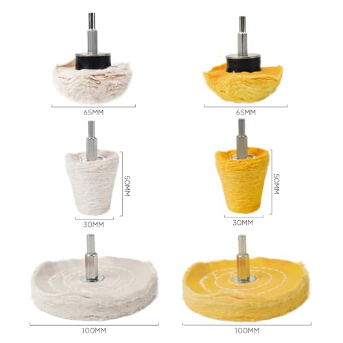 Unicaravan Aluminum Wheel Polishing Kit for Drill Buffing Wheel for Car Motorcycle Wheel Rim Manifold Polishing for Stainless Steel Chrome Wood Plastic Ceramic Glass Woods Machine Jewelry etc 6PCS