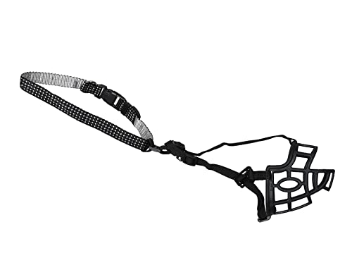 Plastic muzzle elastic muzzle 23cm plus collar 1.5cm: 24-42cm, MUZZLE-COLLAR-XS, Black - Image 2