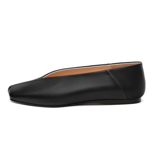 Image of MODENCOCO Womens Flats Square Toe Ballet Flat for Women Loafers Flats Dress Shoes Comfortable Business Casual Work Shoes