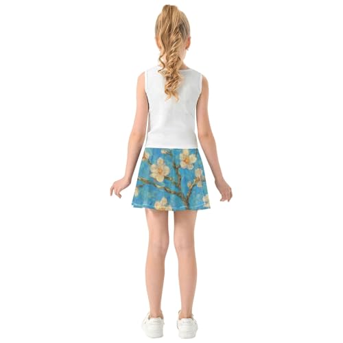 Joisal Cool Pink Athletic Shorts for Girls Skorts Kids Tennis Skirts Flowy Skirt Blossoming Almond Tree Blue 4t4